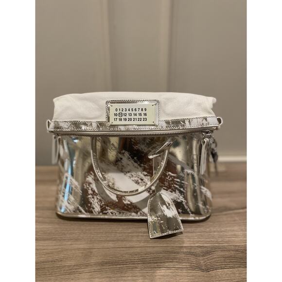 Luxury Maison Margiela 5AC Classique Mini MSRP$2910 White Silver Leather Satchel - Picture 1 of 9